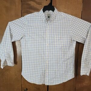 C83  J Crew Mens XL Button Down Shirt Long Sleeve Plaid Blue Yellow Cotton